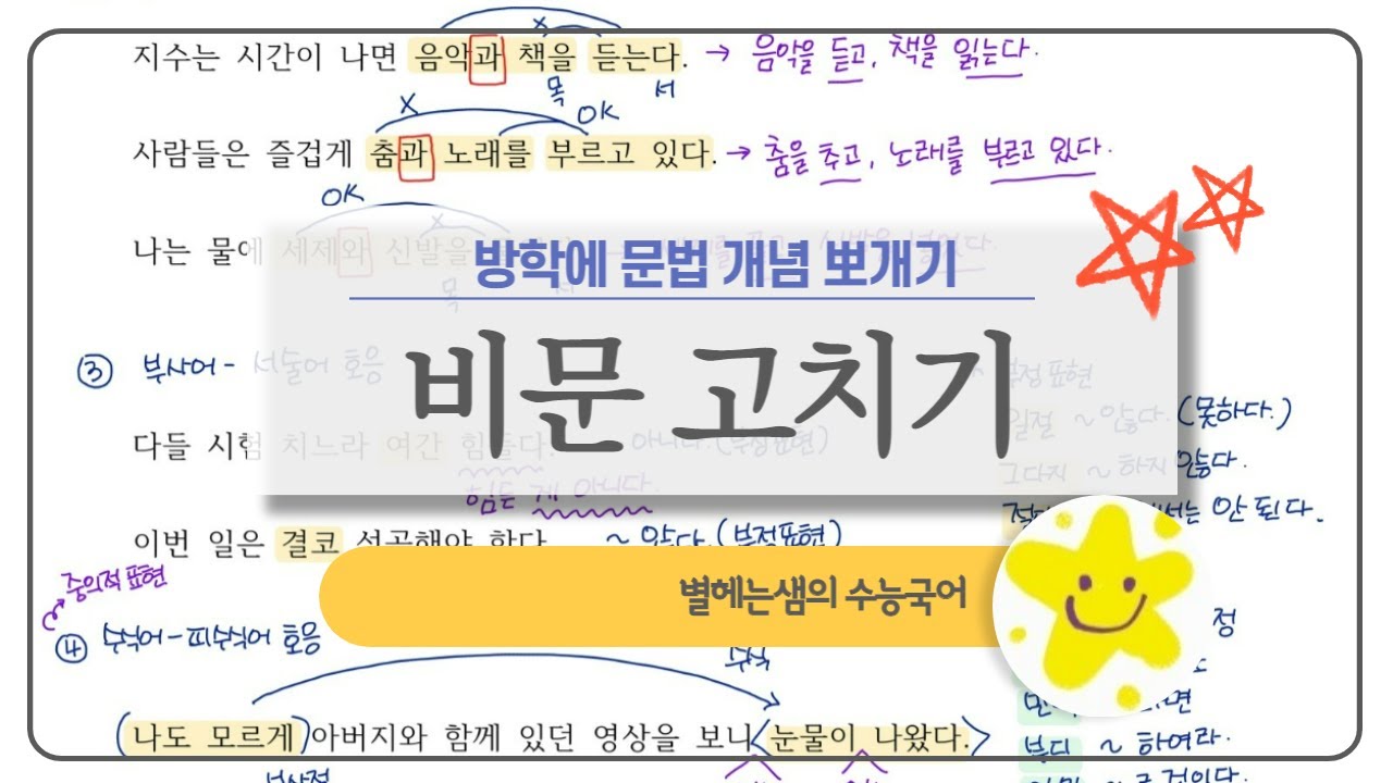 수능 국어 문법 | 개념 총정리 | 비문 연습문제 | 비문 유형 | 비문 고치기 | 기출문제 - YouTube