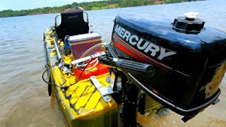 Caiaque Dourado com motor Mercury 5 Hp , andou demais #mercury #caiaker #velocidade