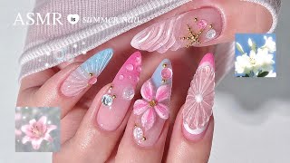Summer Floral Nails 2🌸🫧 | DIY Nail ASMR | Ocean Slime screenshot 1