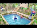 Build Millionaire Swimming Pool With Fun Water Slide Under Tree House - Swimming Pool House Making