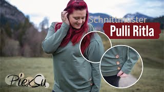 ✂️ Nähanleitung Schnittmuster PiexSu Ritla 👚 Pullover mit gelegten Falten nähen