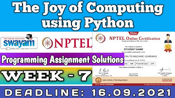 The Joy of Computing using Python | NPTEL | Week 7 | Programming Assignment 7 Solution | July 2021