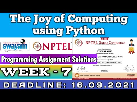 The Joy of Computing using Python | NPTEL | Week 7 | Programming Assignment 7 Solution | July 2021