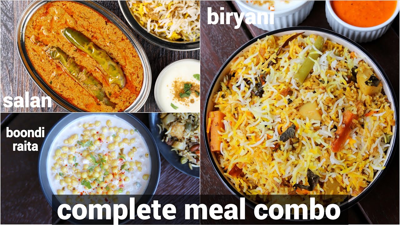 dum biriyani with salan & raita combo meal | biriyani & mirchi ka salan gravy with curd raits | Hebbar | Hebbars Kitchen