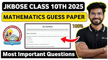 jkbose class 10th math guess paper 2025 | jkbose class 10th math important questions | mathematics