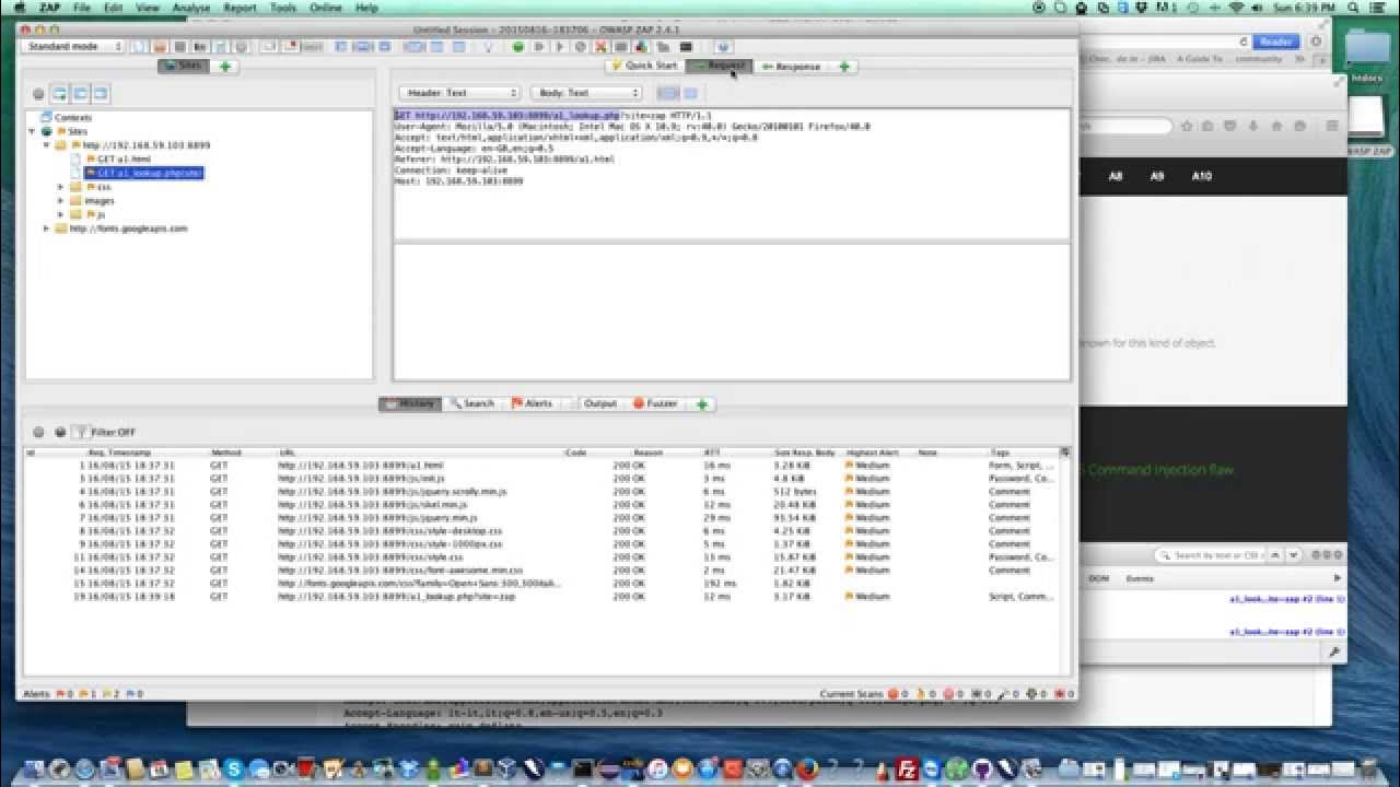 Command OS injection with OWASP ZAP, Security Ninja and Testing Guide