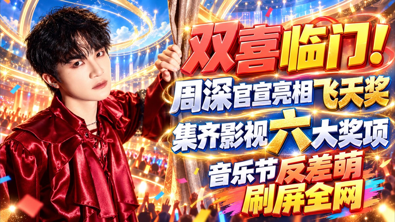 双喜临门!周深官宣亮相飞天奖集齐影视六大奖项,音乐节反差萌名场面刷屏全网。#周深 #zhoushen #周深宝藏男孩
