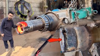 Repairing a Damaged Thread of a Truck Trailer Rear Axle Shaft | Axle shaft thread making