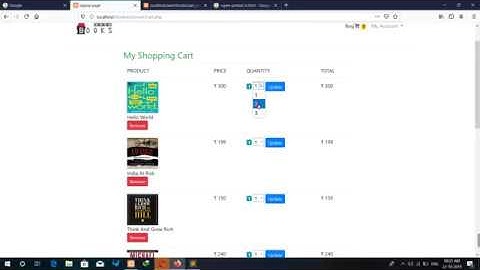 Online Book Store in PHP | making cart page | part -27(Hindi)