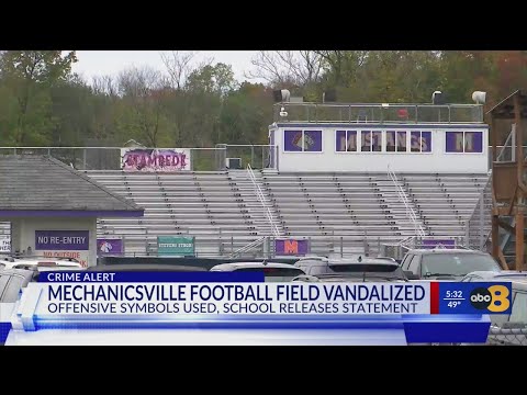 Mechanicsville High School football field vandalized with swastika graffiti