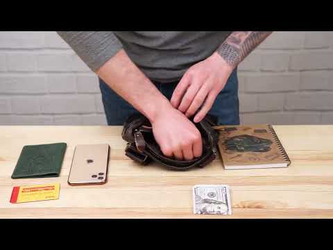 Мессенджер мужской Vintage 14730 Коричневый, видео 1