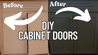 How to Replace Cabinet Doors- Easy, Fast, DIY-Under $50 | Soft Close Hinges | Pewter Green Paint |