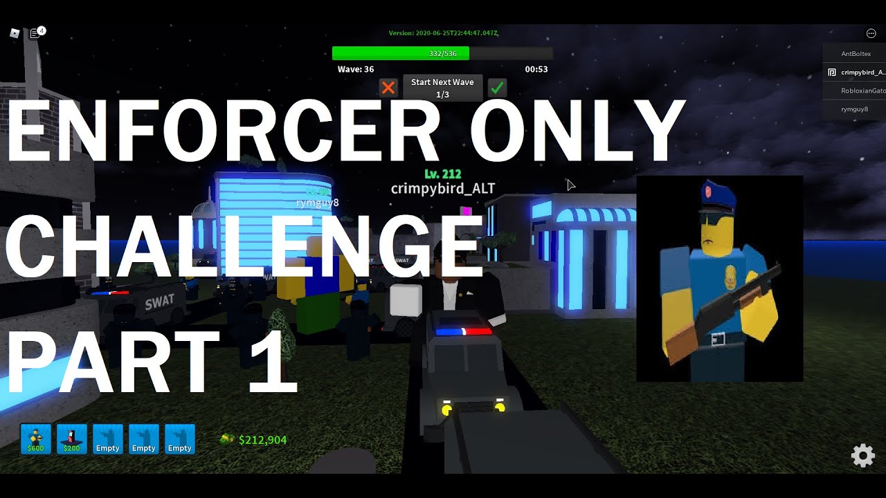 Enforcer Only Challenge Roblox Tower Defense Simulator Part 1 Youtube - pictures of roblox head enforcers