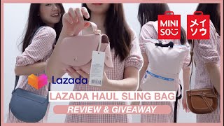 LAZADA HAUL Sling Bag Miniso | Gumush banget semuanya | Review & Giveaway