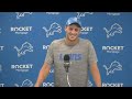 Jared Goff speaks to the media on Sept. 1, 2023