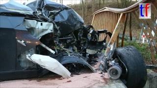 BMW 330i CRASHED into Bridge Rail / Krachte in Brückengeländer, Backnang 01.12.2016.
