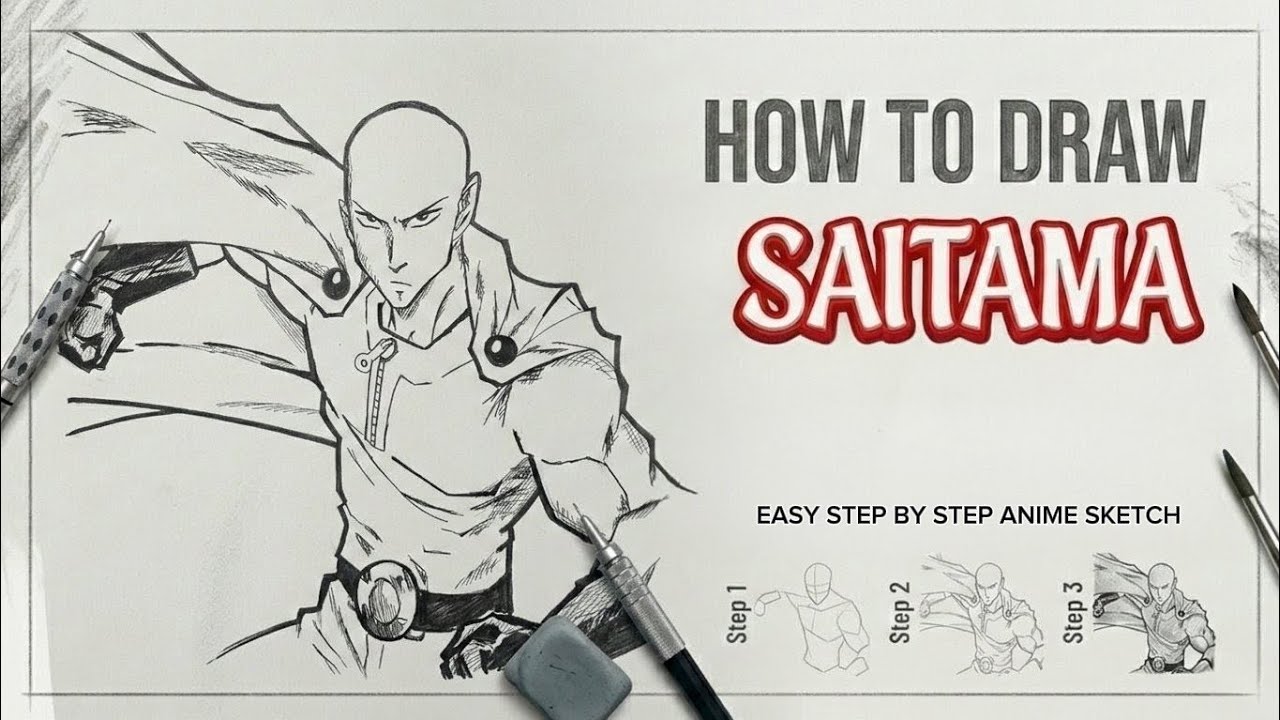 How to Draw Saitama from One Punch Man || Art Process & Chill Lo-Fi|  Pencil Drawing |  Step by Step