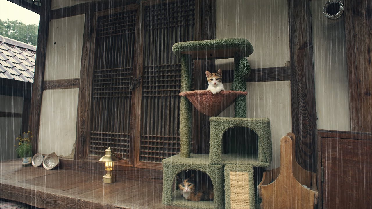 Спите в дождливом домике с семьёй кошек | Расслабляющие звуки дождя ASMR