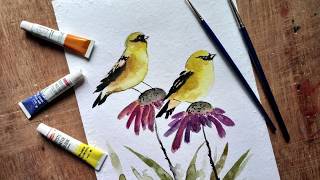 youtube watercolor painting birds 6