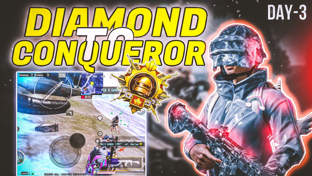 DAY-3 Diamond To Conqueror Strategy🔥Can I getConqueror?🤔I Conqueror rank push tips and trips✅