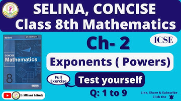 Ch- 2 Exponents (Powers) Class 8th ICSE | Selina Concise Maths | Exercise: Test yourself