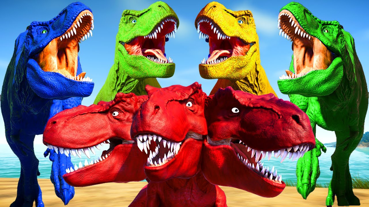 Colored T-Rex Dinosaur Game