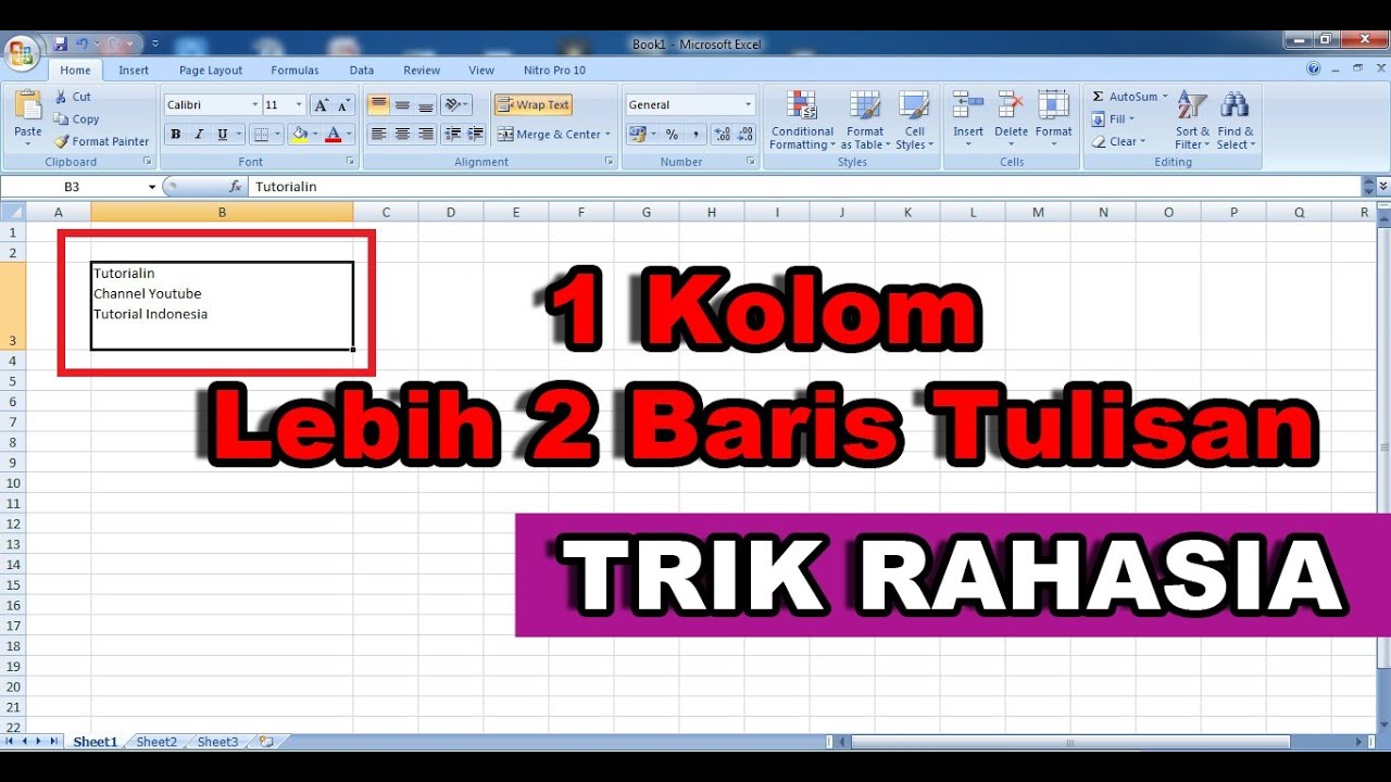 Cara Membuat 2 Baris Dalam 1 Kolom Di Excel