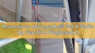 Recensione del tectake® Set 4 Sedie da Giardino Pieghevoli con Braccioli, Tessuto a Rete per Ventila
