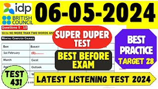 ielts listening practice test 2024 with answers | 06.05.2024 | test no - 431