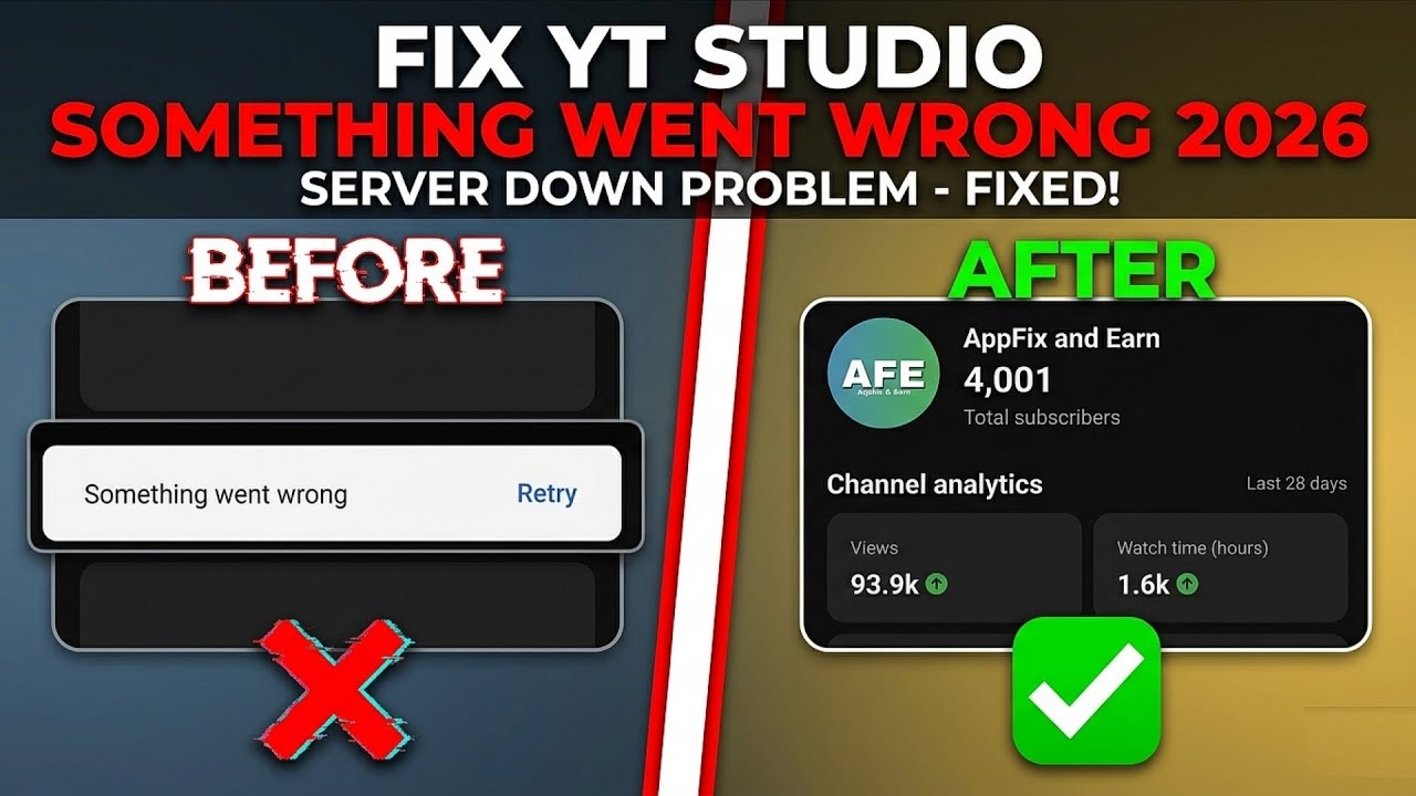 Fix YT Studio Something Went Wrong 2026 | YT Studio Server Down Problem ...