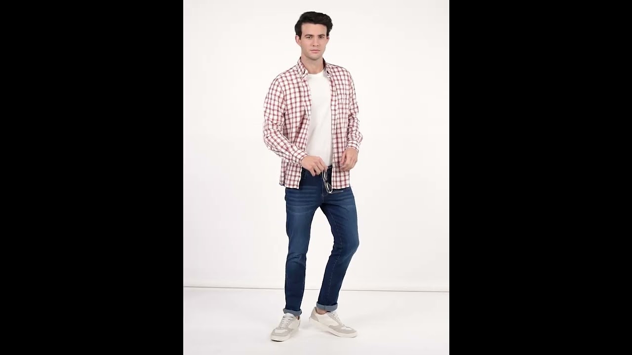 Men Slim Fit Checkered Spread Collar Casual Shirt YouTube