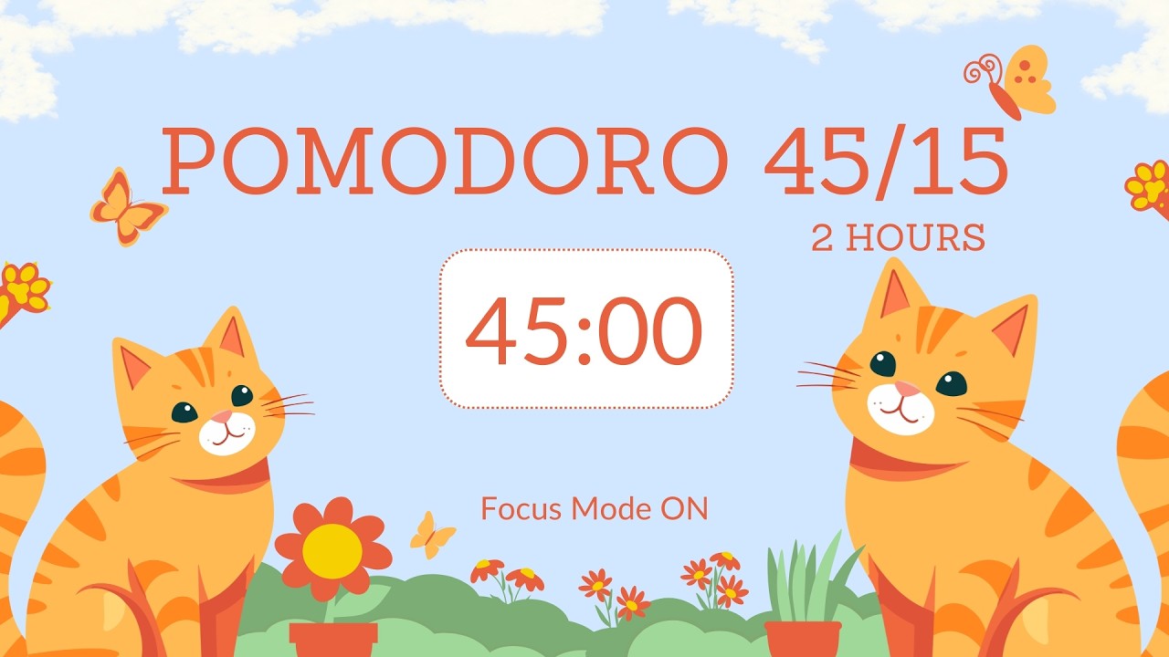 2 h pomodoro timer / 2x45min + 15min / Focus Mode ON 🐭