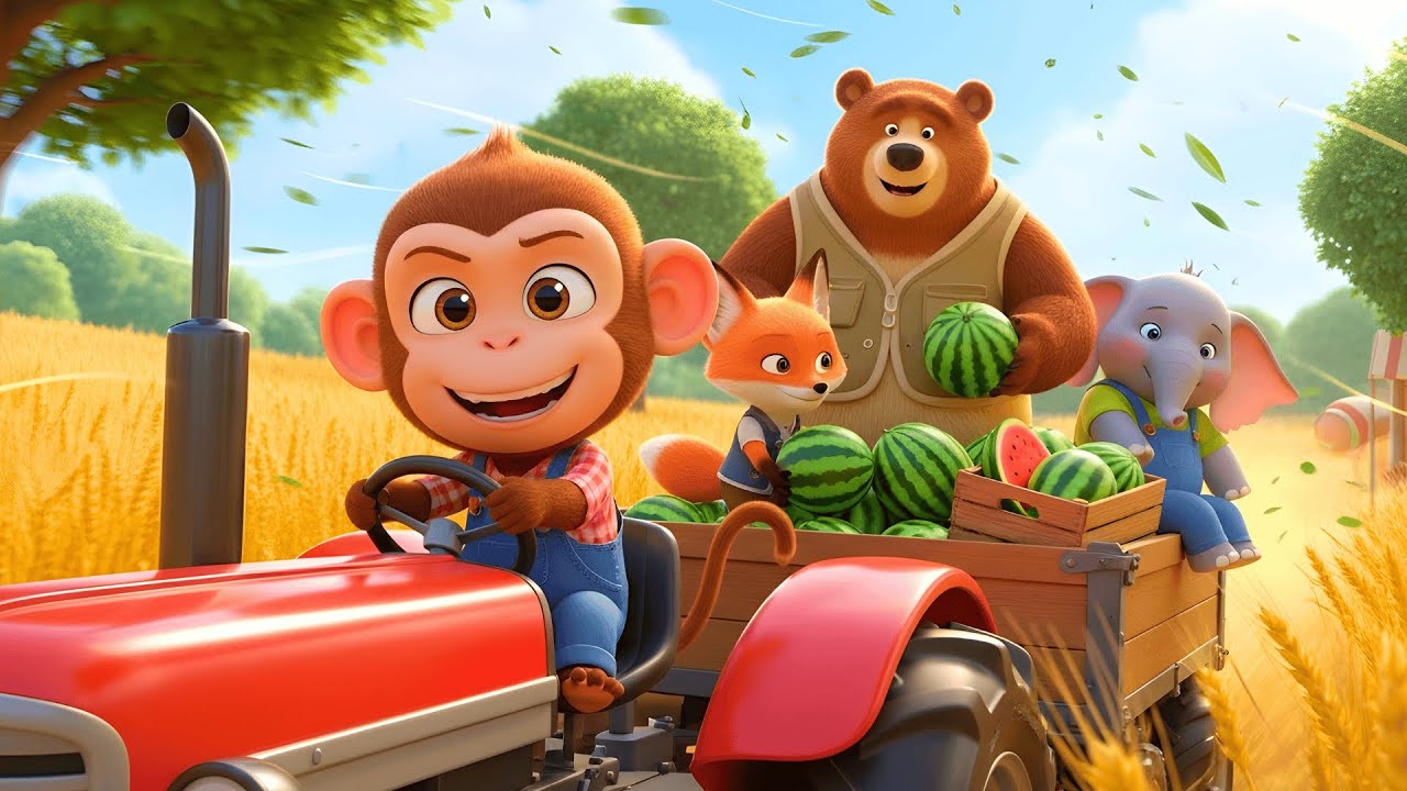 🐒 Farmer Monkey Watermelon Harvest 🍉🌱| Farm Life Story | Funny Monkey