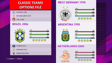 Year Based National Teams - PES 2020 Option File (Link)