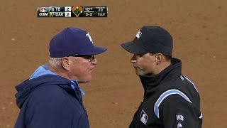 TB@OAK: Maddon gets tossed for arguing in the 10th