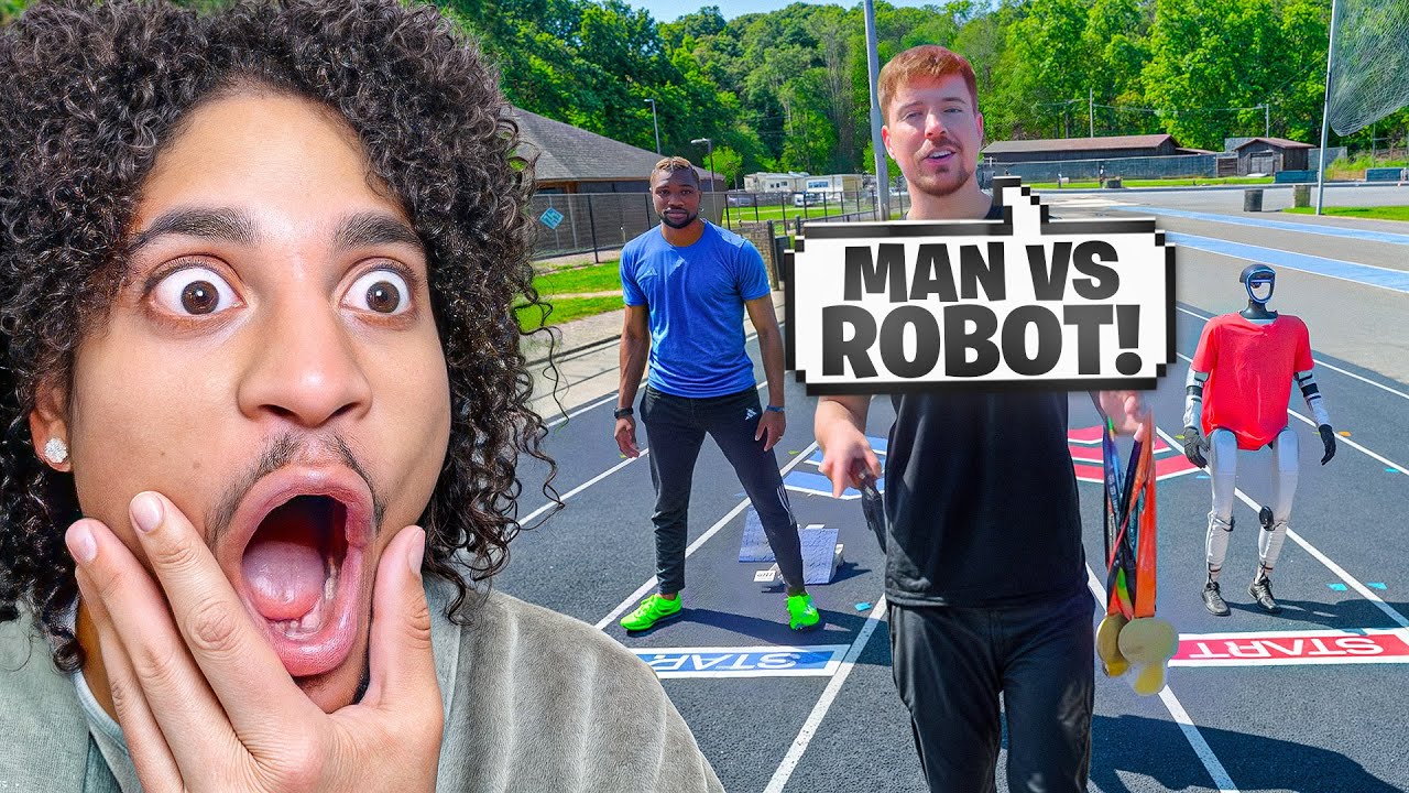 MRBEAST ЗАСТАВИЛ САМОГО БЫСТРОГО ЧЕЛОВЕКА НА ЗЕМЛЕ УЧАСТВОВАТЬ В ГОНКЕ С РОБОТОМ!