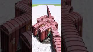 Crazy Massive Train Crossing On Extreme Bumpy Diamond Railroad 💥😲 BeamNG Train Simulator #shorts