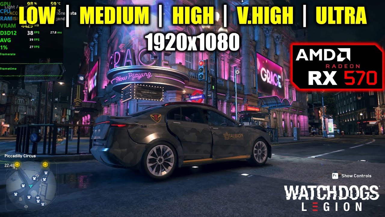 RX 570 | Watch Dogs Legion - 1080p - All Settings