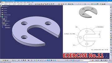 CATIA V5 Tutorial: Part Design Exercise 11 - Pad, Pocket, & Circular Pattern