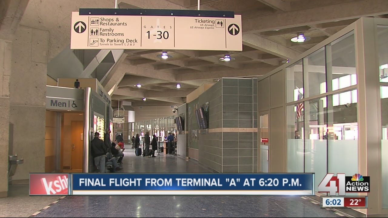 Last flight out of KCI Terminal A takes off YouTube