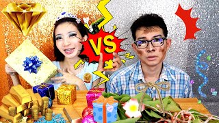 New Year Party Poor people vs Rich people with money vs no money #Mukbang RICH vs POOR : Kunti