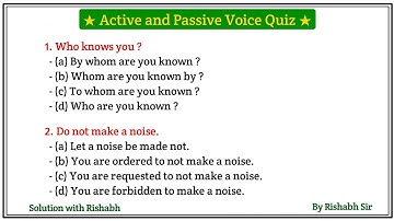 Active and Passive voice quiz | Active and Passive voice in english | Active voice and Passive voice