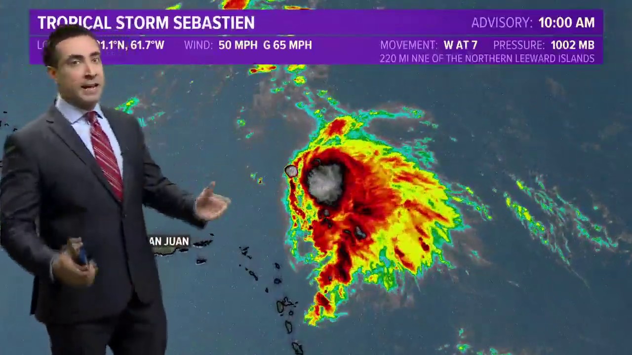 Update on Tropical Storm Sebastien in the Atlantic - YouTube