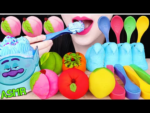 ASMR FRUIT <strong>CAKE</strong>, <strong>BLUE</strong> ICE CREAM, EDIBLE SPOON, MARSHMALLOW 화과자, 아이스크림 케이크, 먹는 숟가락 먹방 EATING SOUNDS