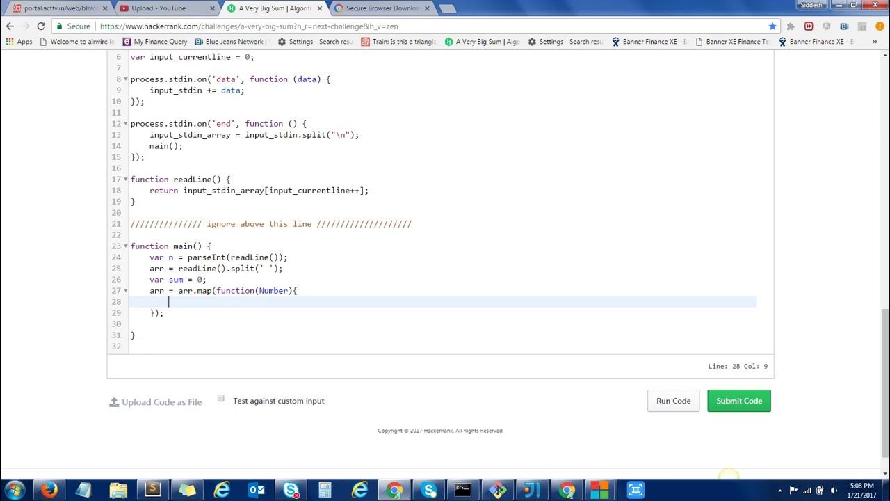 Hackerrank - A Very Big Sum (Javascipt) - YouTube