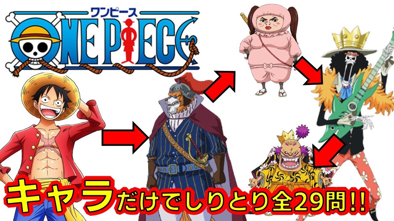 ワンピース アニメクイズ キャラでしりとり 全29問 ワノ国多目 One Piece 映画 尾田栄一郎 ジャンプ Anime Quiz Shiritori Only With Characters Youtube