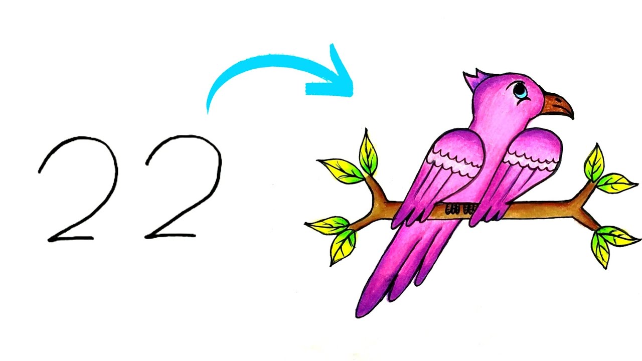 สอนวาดนกจากเลข 2 ง่ายๆ/ วาดนกแบบง่ายๆ 🦜/Draw birds from simple numbers ...
