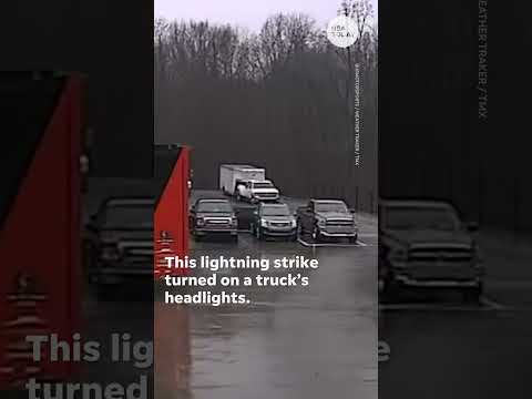 Lightning strikes truck, turns on headlights | USA TODAY #Shorts