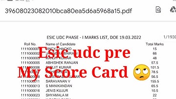 My Score Card of ESIC UDC Pre 2022 🔥