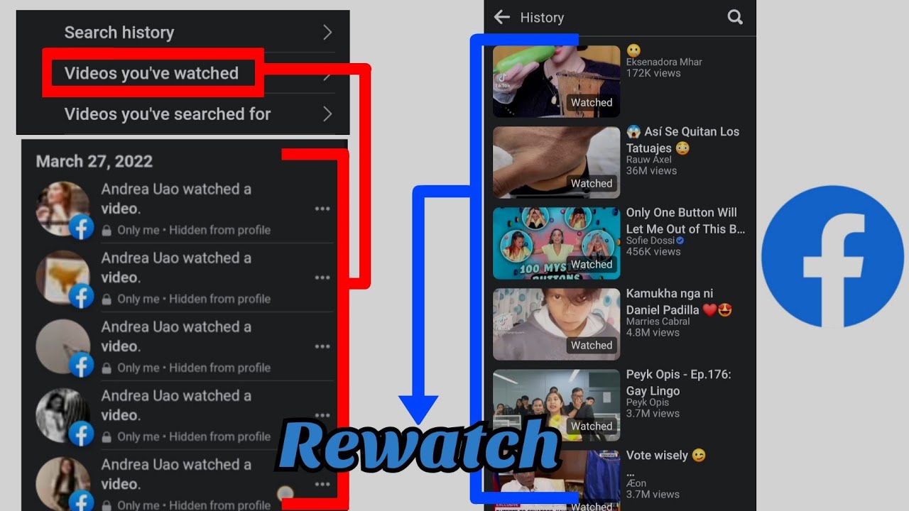How to FIND WATCHED VIDEO HISTORY and REWATCH it on FACEBOOK 2022